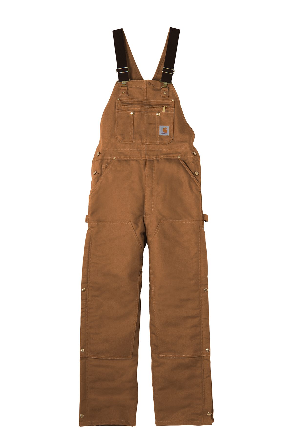 Carhartt ® Duck Quilt-Lined Zip-To-Thigh Bib Overalls