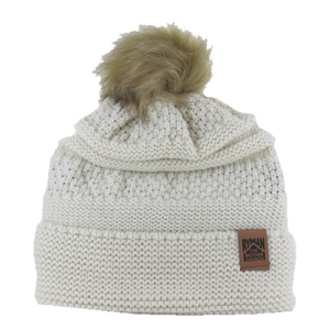Cable Knit Beanie with Faux Fur Pom Option
